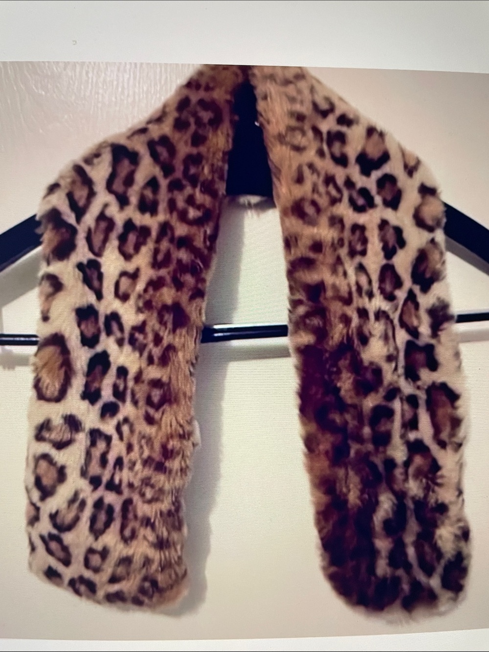 Vintage Women’s Leopard Faux Fur Wrap Scarf - Brown Leopard Print